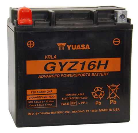 YUASA SEALED FACTORY ACTIVATED BATTERY GYZ16H PART NUMBER YUAM716GH