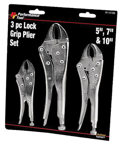 PERFORMANCETOOL W1107DB 3PC LOCK GRIP PLIERS SET