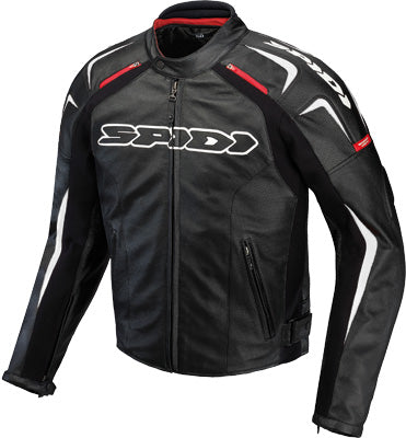 SPIDI TRACK LEATHER JACKET BLACK/WHITE E54/US44 PART# P120-011-54