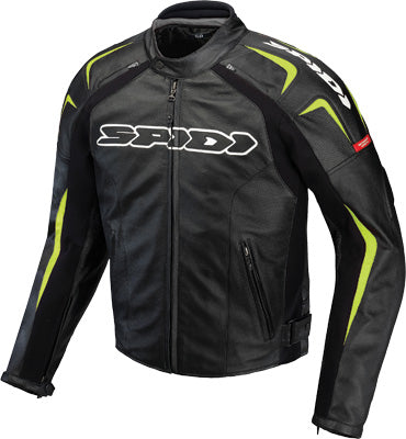 SPIDI TRACK LEATHER JACKET BLACK/GREEN E50/US40 PART# P120-494-50