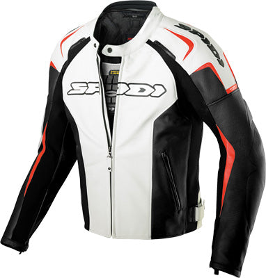 SPIDI TRACK LEATHER JACKET WHITE/RED/BLACK E58/US48 PART# P120-042-58