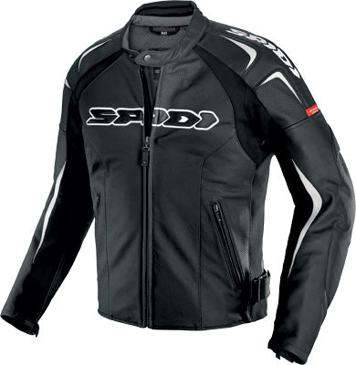 SPIDI TRACK WIND LEATHER JACKET BLACK/WHITE E52/US42 PART# P126-011-52