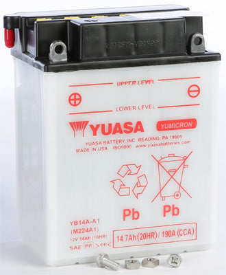 YUASA BATTERY YB14A-A1 YUMICRON PART# YUAM224A1 NEW