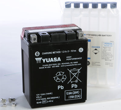 YUASA BATTERY YTX14AHL-BS SEALED PART# YUAM62H4L NEW