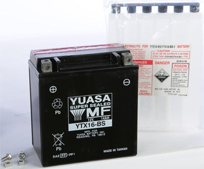 YUASA BATTERY YTX16-BS SEALED PART# YUAM32X6S NEW