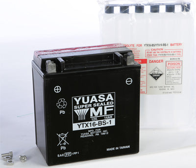 YUASA BATTERY YTX16-BS-1 SEALED PART# YUAM32X61 NEW