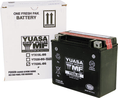 YUASA BATTERY YTX20L-BS SEALED PART# YUAM320BS (PLT-120) NEW