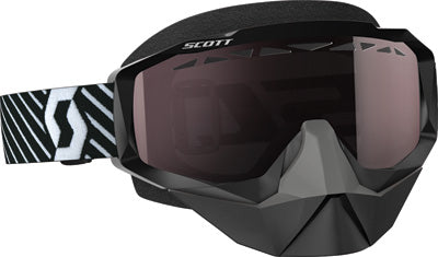 SCOTT GOGGLE HUSTLE SNO BLK/WHT AMP SIL CHROME LENS 262582-1007313