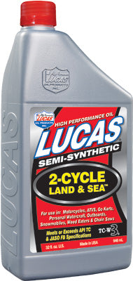 LUCAS LUCAS SEMI-SYNTHETIC 2-CYCLE LAND/SE A OIL QT PART# 10467 PART NUMBER 1046