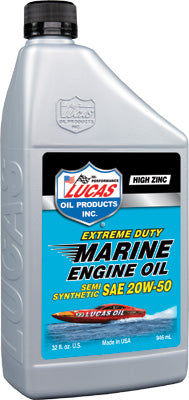 LUCAS MARINE ENGINE OIL 20W-50 SEMI-SYN. 1QT PART# 10654