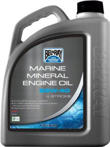 BEL-RAY MARINE 4-STROKE MINERAL E/O 25W-40 4 LITER BOTTLE 99730-BT4