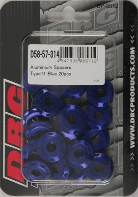 DRC ALUMINUM SPACERS TYPE 11 BLUE M6X12MM 20/PK PART# D58-57-314