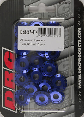 DRC ALUMINUM SPACERS TYPE 12 BLUE M6X12MM 20/PK PART# D58-57-414