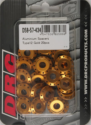 DRC ALUMINUM SPACERS TYPE 12 GOLD M6X12MM 20/PK PART# D58-57-434