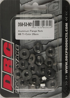 DRC ALUMINUM FLANGE NUTS TITANIUM M6X12MM 20/PK PART# D58-53-901