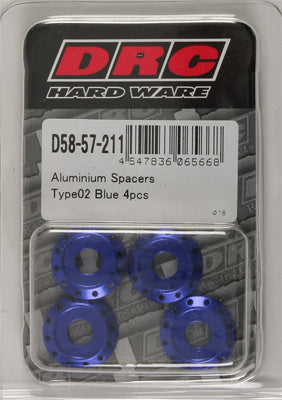 DRC ALUMINUM SPACERS TYPE 2 BLUE M6X12MM 4/PK PART# D58-57-211