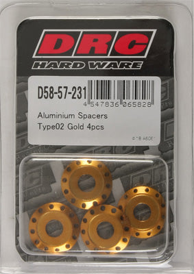 DRC ALUMINUM SPACERS TYPE 2 GOLD M6X12MM 4/PK PART# D58-57-231