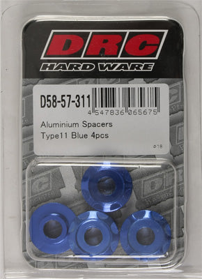 DRC ALUMINUM SPACERS TYPE 11 BLUE M6X12MM 4/PK PART# D58-57-311