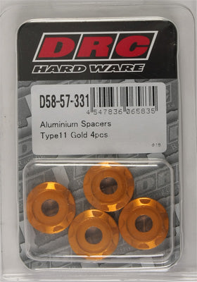 DRC ALUMINUM SPACERS TYPE 11 GOLD M6X12MM 4/PK PART# D58-57-331