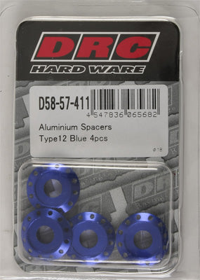 DRC ALUMINUM SPACERS TYPE 12 BLUE M6X12MM 4/PK PART# D58-57-411