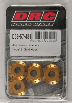 DRC ALUMINUM SPACERS TYPE 12 GOLD M6X12MM 4/PK PART# D58-57-431