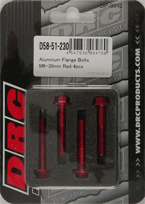 DRC ALUMINUM FLANGE BOLTS RED M6X30MM 4/PK PART# D58-51-230