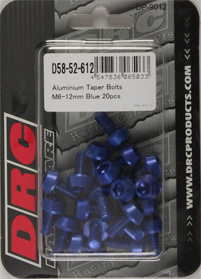 DRC ALUMINUM TAPER BOLTS BLUE M6X12MM 20/PK PART# D58-52-612