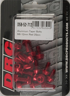 DRC ALUMINUM TAPER BOLTS RED M6X12MM 20/PK PART# D58-52-712