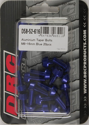 DRC ALUMINUM TAPER BOLTS BLUE M6X16MM 20/PK PART# D58-52-616