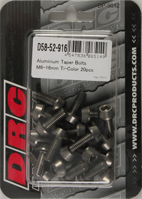 DRC ALUMINUM TAPER BOLTS TITANIUM M6X16MM 20/PK PART# D58-52-916