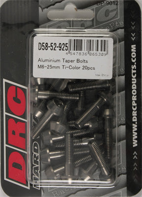 DRC ALUMINUM TAPER BOLTS TITANIUM M6X25MM 20/PK PART# D58-52-925