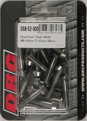 DRC ALUMINUM TAPER BOLTS TITANIUM M6X30MM 20/PK PART# D58-52-930