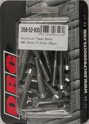 DRC ALUMINUM TAPER BOLTS TITANIUM M6X35MM 20/PK PART# D58-52-935