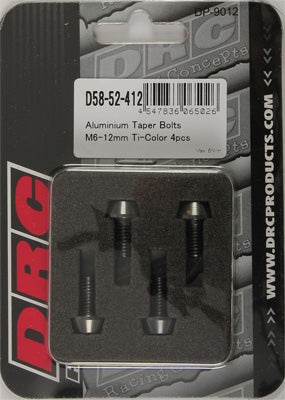 DRC ALUMINUM TAPER BOLTS TITANIUM M6X12MM 4/PK PART# D58-52-412