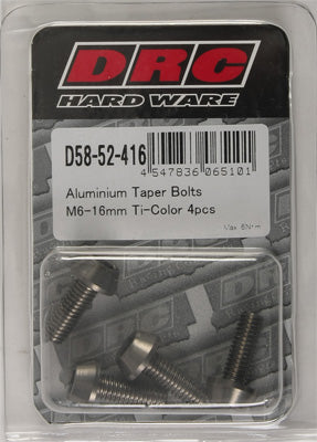 DRC ALUMINUM TAPER BOLTS TITANIUM M6X16MM 4/PK PART# D58-52-416