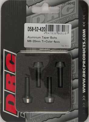 DRC ALUMINUM TAPER BOLTS TITANIUM M6X20MM 4/PK PART# D58-52-420