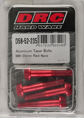 DRC ALUMINUM TAPER BOLTS RED M6X35MM 4/PK PART# D58-52-235