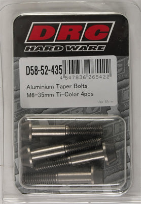 DRC ALUMINUM TAPER BOLTS TITANIUM M6X35MM 4/PK PART# D58-52-435