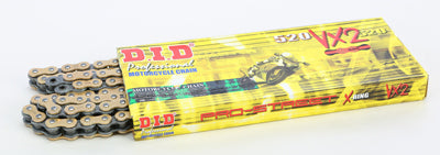 D.I.D PRO-STREET 520VX2-120 VX-RING CHAIN GOLD/BLACK PART NUMBER 520VX2G120FB