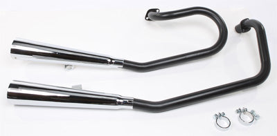 MAC 1983-1984 Honda VT500FT Ascot 2 INTO 2 EXHAUST SYSTEM BLACK W/CHROME MUFFLER