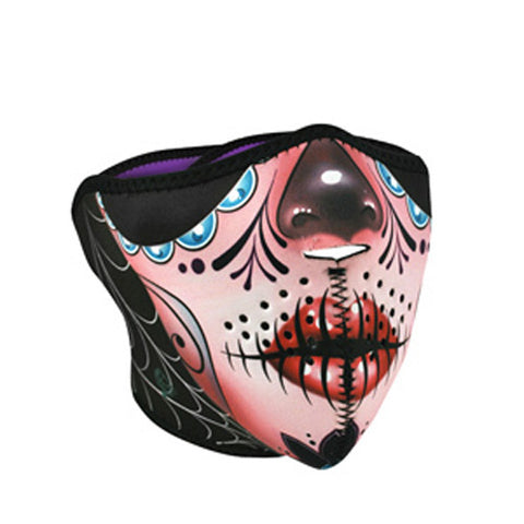 BALBOA HALF MASK NEOPRENE SUGAR SKULL REVERSIBLE TO PURPLE WNFM082H