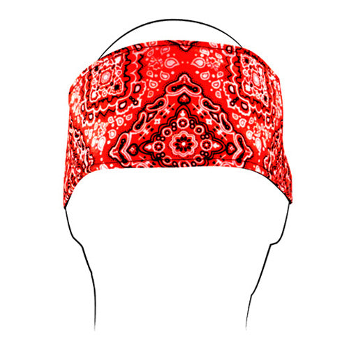 BALBOA HEADBAND W/ FLEECE COTTON RED PAISLEY HBF106