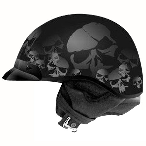 ZOAN 031-228 ROUTE 66 HALF HELMET GHOST BLK SLV 2XL