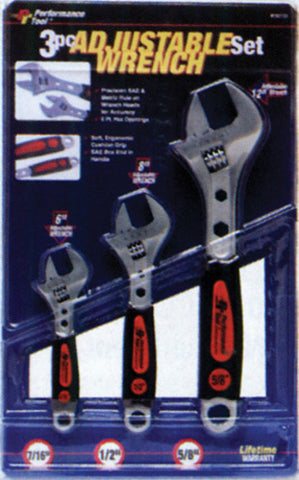 PERFORMANCETOOL W30703 3 PC ADJUSTABLE WRENCH SET